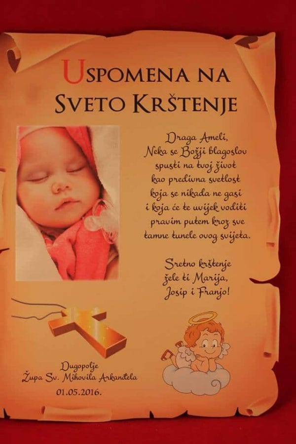 Uspomena na krštenje/pričest/krizmu Unikatni pokloni Uspomena na