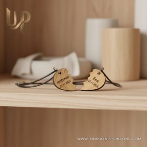 Ljubavni pokloni - Set privjesaka drvena polusrca na lančićima 11 Ljubavna ogrlica