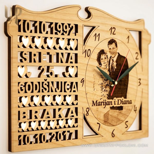 Originalni pokloni za godišnjice - Personalizirani drveni sat "Zlatne godine" - Unikatni pokloni Originalni pokloni za godišnjice