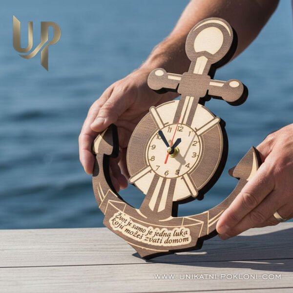 Personalizirani drveni sat Sidro - Poklon za pomorca 1 Poklon za pomorce