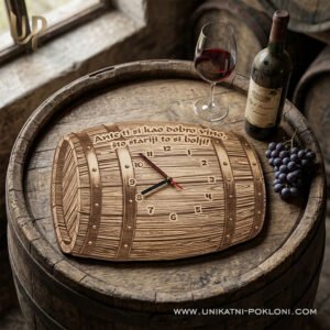 Personalizirani drveni sat Bačvica - Unikatni pokloni Što pokloniti ljubitelju vina