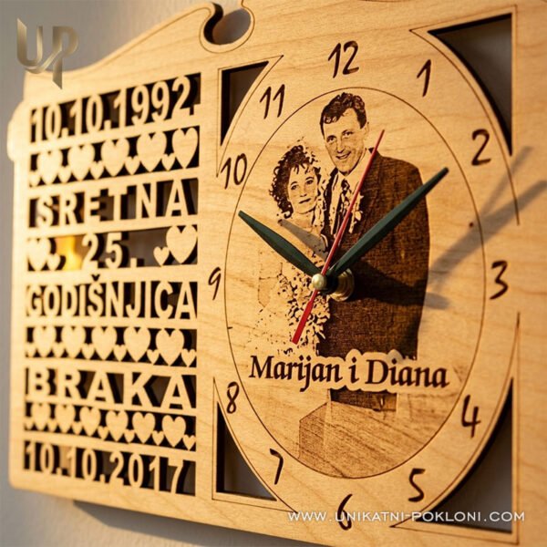 Originalni pokloni za godišnjice - Personalizirani drveni sat "Zlatne godine" - Unikatni pokloni Što pokloniti za godišnjicu