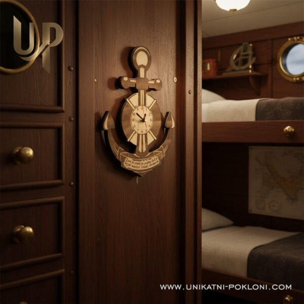 Personalizirani drveni sat Sidro - Poklon za pomorca 2 Unikatan poklon za pomorca