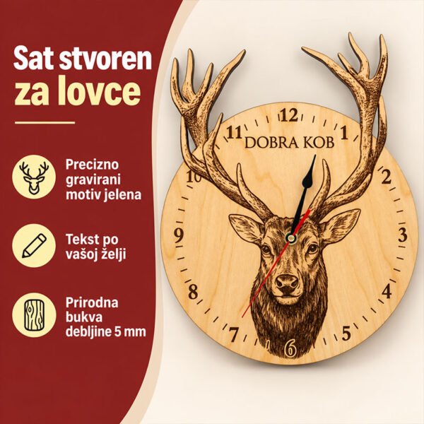 Personalizirani drveni sat - Što pokloniti lovcu? - Unikatni pokloni Personalizirani drveni sat - Što pokloniti lovcu? - personalizirani poklon