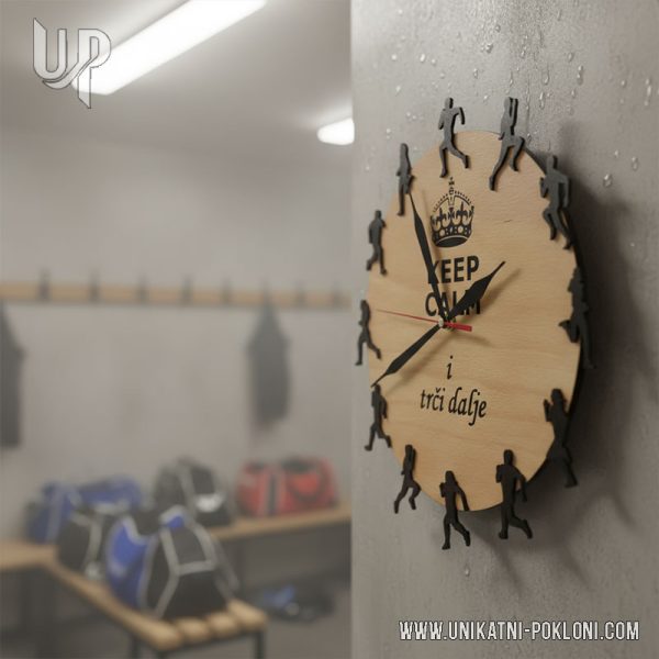 Personalizirani drveni sat "Keep calm i trči dalje" 2 originalan sportski sat