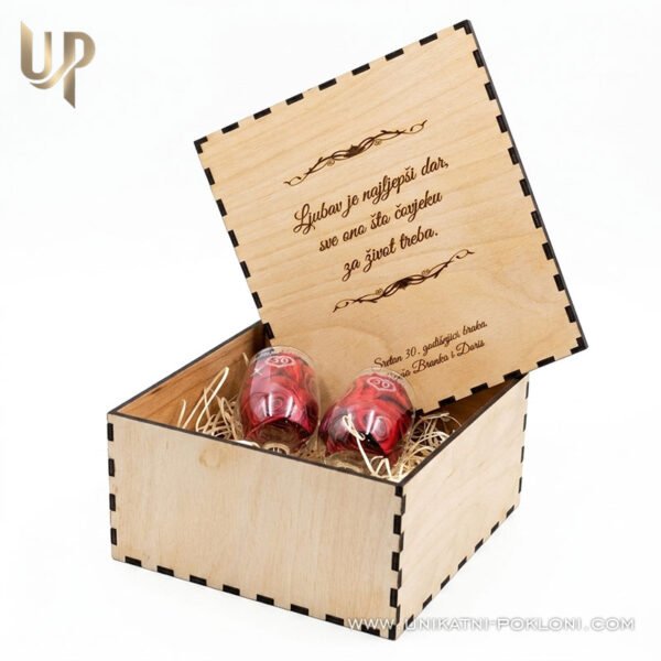 Personalizirani poklon za kumove - Kutija + dvije čaše za vino - personalizirani poklon