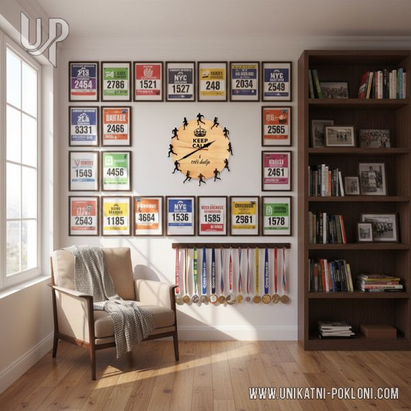 Personalizirani drveni sat "Keep calm i trči dalje" 1 trčanje poklon