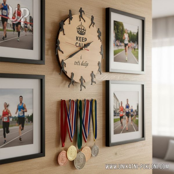 Personalizirani drveni sat "Keep calm i trči dalje" 5 trčanje pokloni