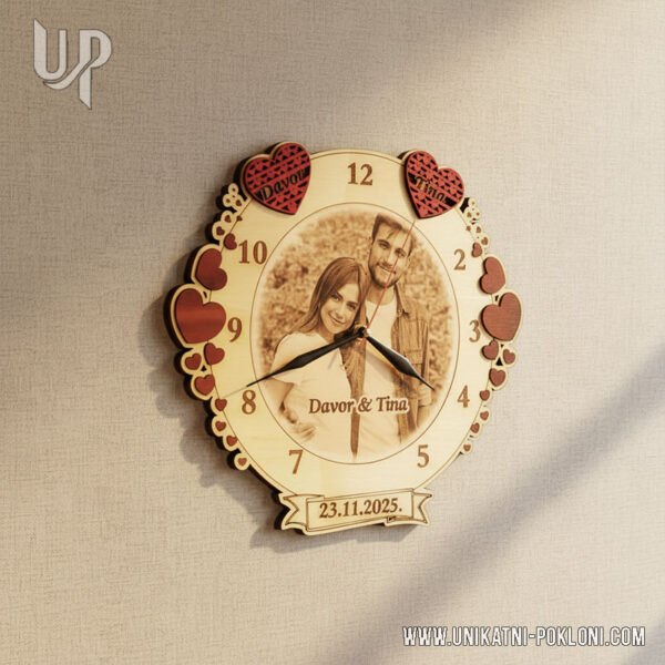 Personalizirani drveni sat - Sat Finally 3 zidni sat sa slikom
