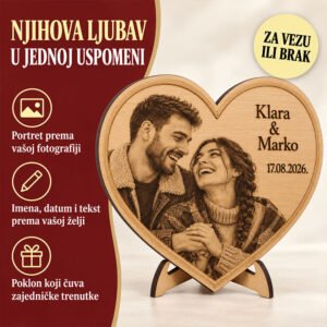 Poklon za godišnjicu veze - Portret u obliku srca - Unikatni pokloni Poklon za godišnjicu veze - personalizirani poklon za godišnjice