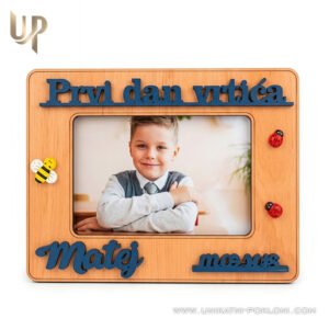 Uspomena na prvi dan škole - Personalizirani drveni okvir sa slikom - "Moj prvi dan"