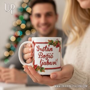 Božićna šalica sa slikom i porukom