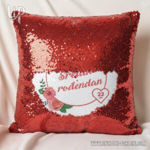 jastuk sa šljokicama i porukom