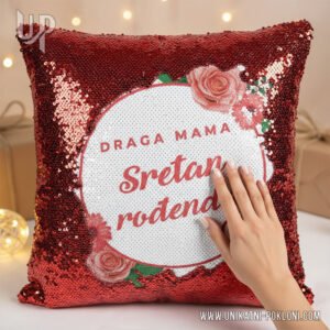 jastuk sa šljokicama i tekstom