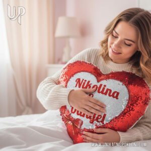 jastuk sa srcem i šljokicama