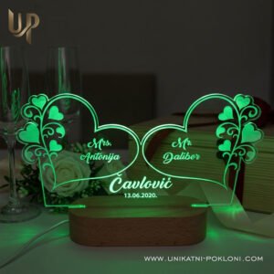 Dekoracija za mladenački stol - Personalizirana kutija s monogramom i ambijentalnom lampom - Unikatni pokloni Mladenački stol dekoracija - personalizirani pokloni za svadbe