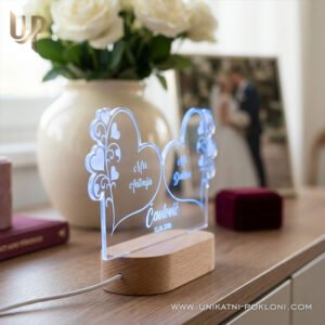 Dekoracija za mladenački stol - Personalizirana kutija s monogramom i ambijentalnom lampom - Unikatni pokloni Mladenački stol dekoracija - personalizirani pokloni za vjenčanje