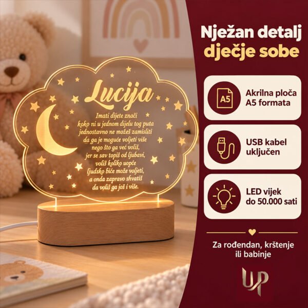 Personalizirana LED lampa - Noćno svjetlo za dječju sobu - Unikatni pokloni Personalizirana LED lampa - Noćno svjetlo za dječju sobu - personalizirani poklon