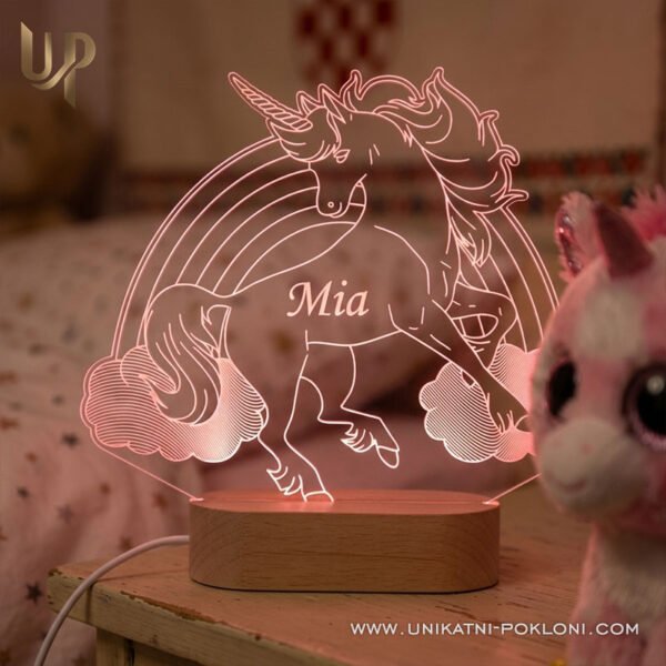 Jednorog ambijentalno svijetlo Unicorn - Unikatni Pokloni personalizirana lampa za sobu djevojčice