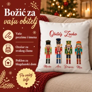 Originalni božićni poklon - obiteljski jastuk s imenima orašara - Unikatni pokloni Unikatni božićni pokloni