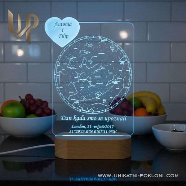 Personalizirana LED lampa - Zvjezdana karta 2 pokloni za Valentinovo