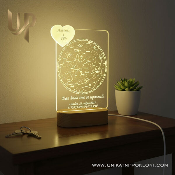 Personalizirana LED lampa - Zvjezdana karta 6 ljubavni poklon
