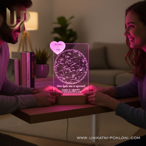 Personalizirana LED lampa - Zvjezdana karta 5 ljubavni pokloni