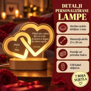 Personalizirana LED lampa - Ambijentalna lampa srca 2 ti i ja - Slika 7