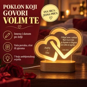 Personalizirana LED lampa - Ambijentalna lampa srca 2 ti i ja - Slika 6