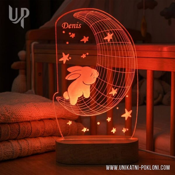 Pokloni za bebe - Zeko spava na mjesecu - Ambijentalna LED lampa 1 Originalni pokloni za djecu