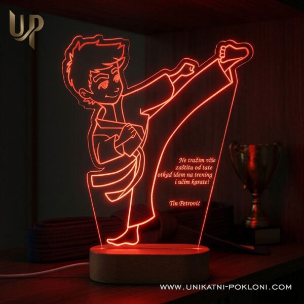 Poklon za malog karatista - Personalizirana LED noćna lampa - Unikatni pokloni Poklon za malog karatista