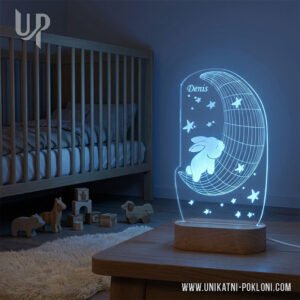 Pokloni za bebe - Zeko spava na mjesecu - Ambijentalna LED lampa 18 lampa za dječju sobu