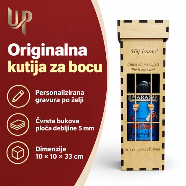 Personalizirana drvena kutija za bocu "Pusti me van" - Unikatni pokloni Personalizirana drvena kutija za bocu "Pusti me van" - personalizirani poklon