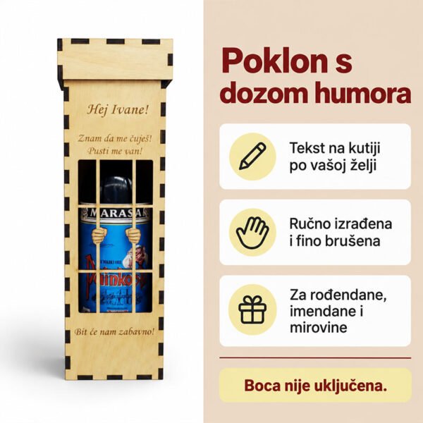 Personalizirana drvena kutija za bocu "Pusti me van" - Unikatni pokloni Personalizirana drvena kutija za bocu "Pusti me van" - personalizirani poklon