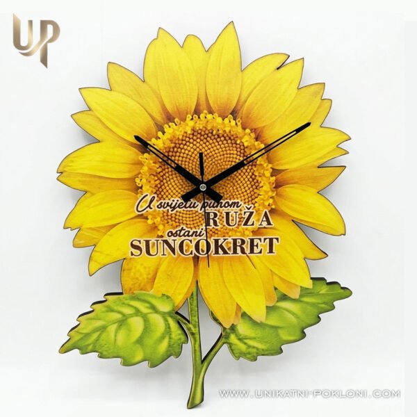 Personalizirani drveni sat Suncokret - personalizirani poklon