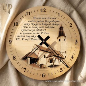 Poklon za župnika - Personalizirani drveni sat 16 originalni poklon za župnika