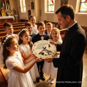 Poklon za župnika - Personalizirani drveni sat 13 poklon župniku od djece