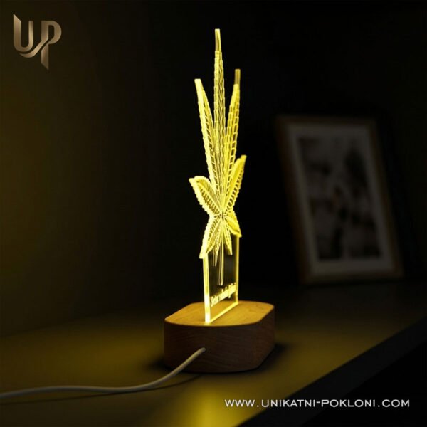 Ambijentalna LED lampa s motivom lista konoplje - Unikatni pokloni Hemp lovers gift