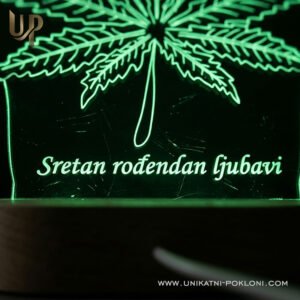 Ambijentalna LED lampa s motivom lista konoplje - Unikatni pokloni Personalizirani poklon za ljubitelja marihuane