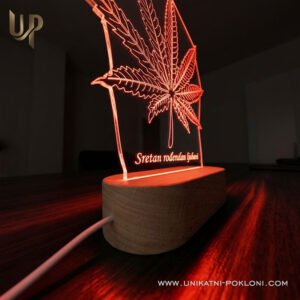 Ambijentalna LED lampa s motivom lista konoplje - Unikatni pokloni Personalizirani pokloni za ljubitelje marihuane