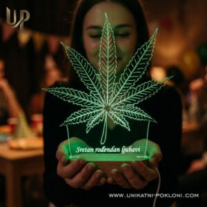 Ambijentalna LED lampa s motivom lista konoplje - Unikatni pokloni Poklon za ljubitelje marihuane - Personalizirani poklon