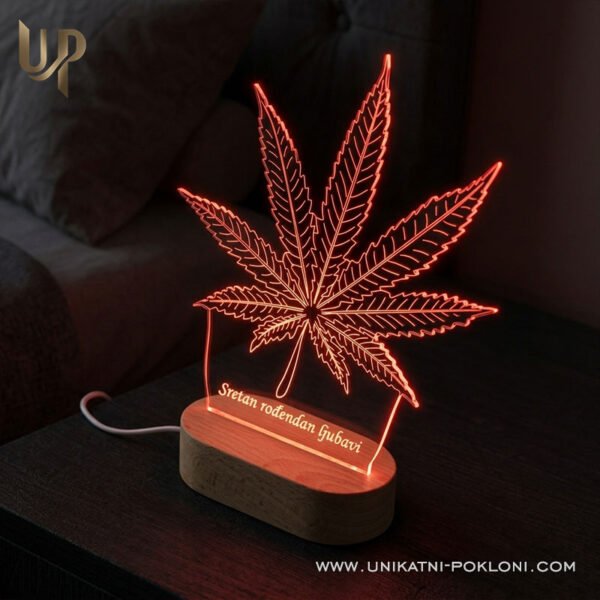 Ambijentalna LED lampa s motivom lista konoplje - Unikatni pokloni Što pokloniti ljubitelju marihuane