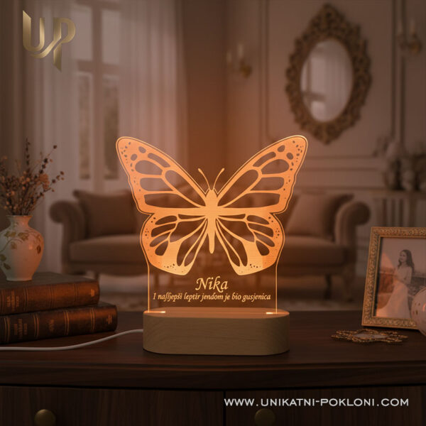 Personalizirana LED lampa - Leptir 4 dječji rođendani poklon