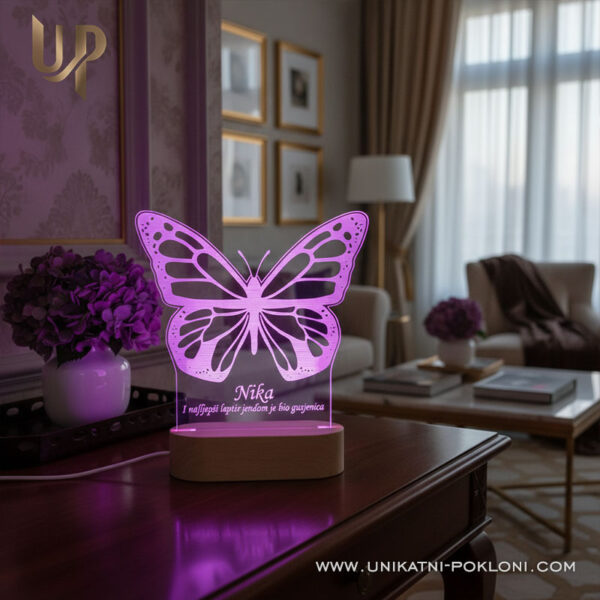 Personalizirana LED lampa - Leptir 9 leptir poklon za nju