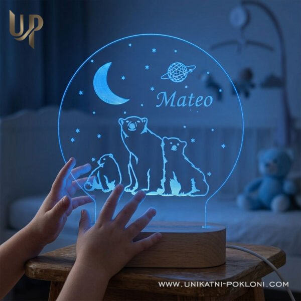 Ambijentalna LED lampa medvjedići - Unikatni Pokloni poklon za uređenje dječje sobe