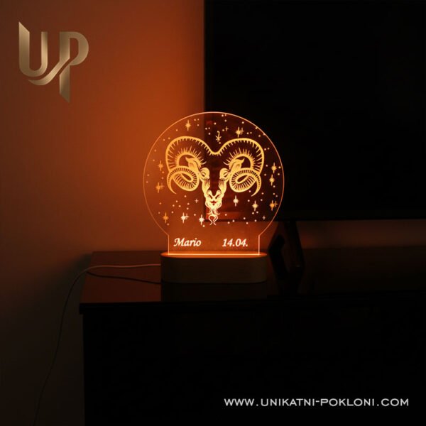 Poklon za ovna - Personalizirana LED lampa Ovan - Horoskop 2 Dar za ovna