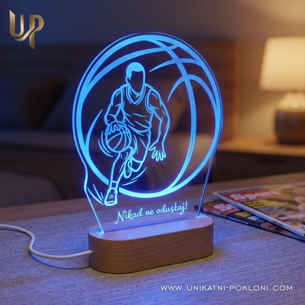 Poklon za ljubitelje košarke - Personalizirana LED lampa Košarka - Unikatni pokloni Najbolji poklon za košarkaša