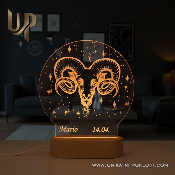 Poklon za ovna - Personalizirana LED lampa Ovan - Horoskop 4 Ovan zodijak