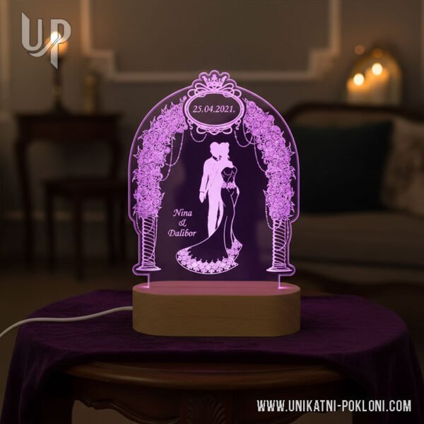 Pokloni za mladence ideje koje tražite - Personalizirana LED lampa 3 Poklon za mladence na svadbi