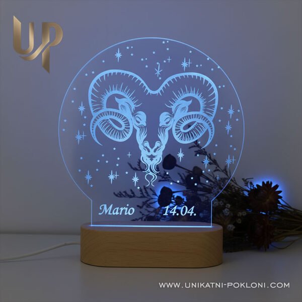 Poklon za ovna - Personalizirana LED lampa Ovan - Horoskop 8 Super poklon za ovna